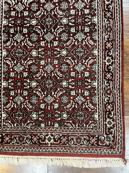 Indo Persian Runner Rug Two Point Seven By Eight Hand Knotted Wool Herati Pattern Oriental Hallway Rug