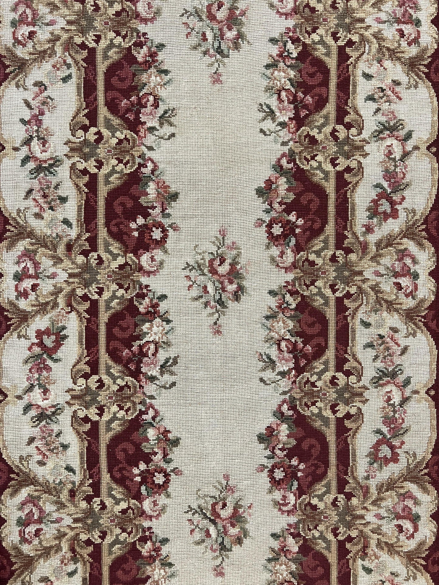Needlepoint Runner Rug Tan Flatweave Hallway Rug Aubusson European Design