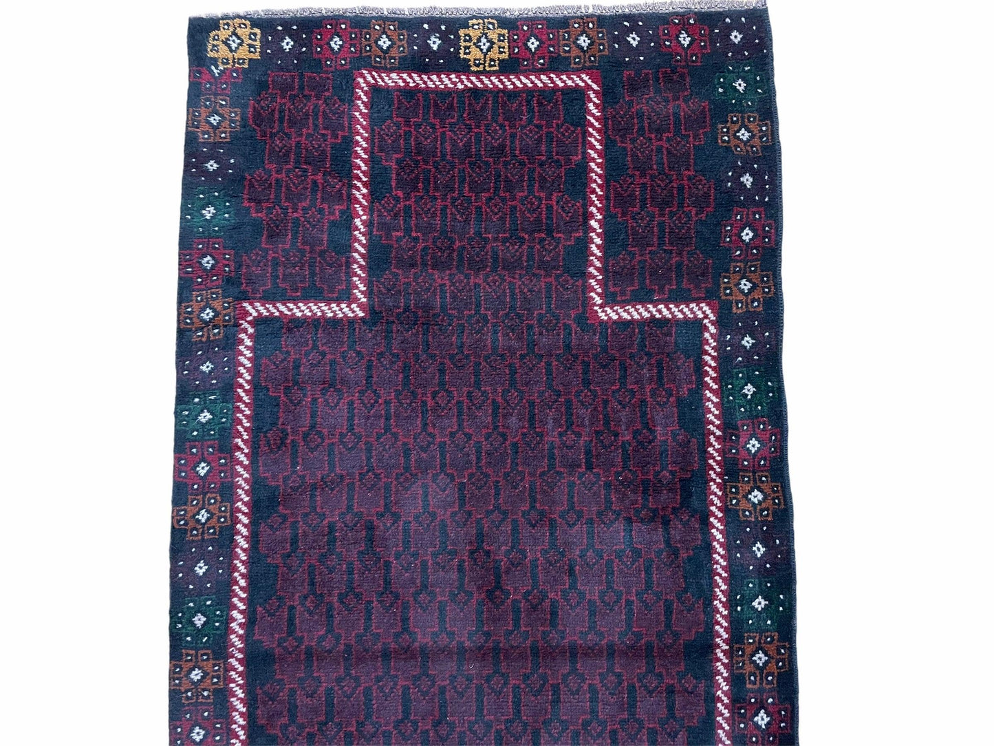 Baluchi Rug Vintage Handmade Afghan Wool Hand Knotted 3x5 Tribal Carpet