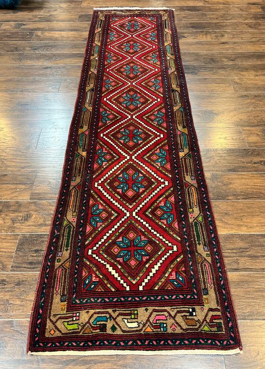 Persian Tribal Runner Rug 3x10 Handmade Wool Oriental Vintage Hallway Rug