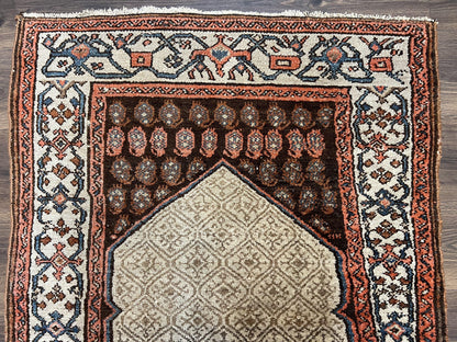 Persian Tribal Runner Rug Hand Knotted Wool Geometric Medallion 3.5 By 10 Sarab Serab Kalegy Carpet
