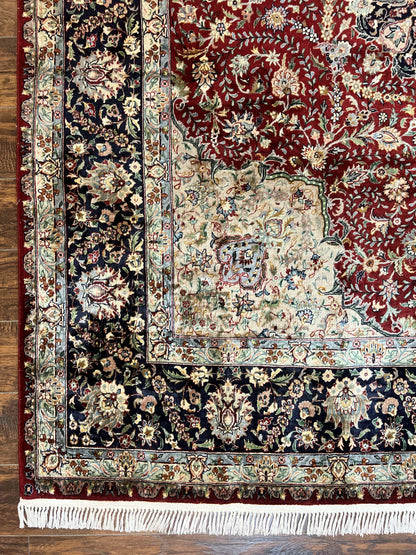 Persian Rug 8x10 Hand Knotted Wool Vintage Carpet Dome Medallion Floral Design