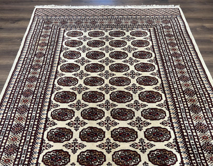 Pakistani Turkoman Rug 6x9 Hand Knotted Wool Oriental Carpet Yamud Bohemian Bokhara Rug