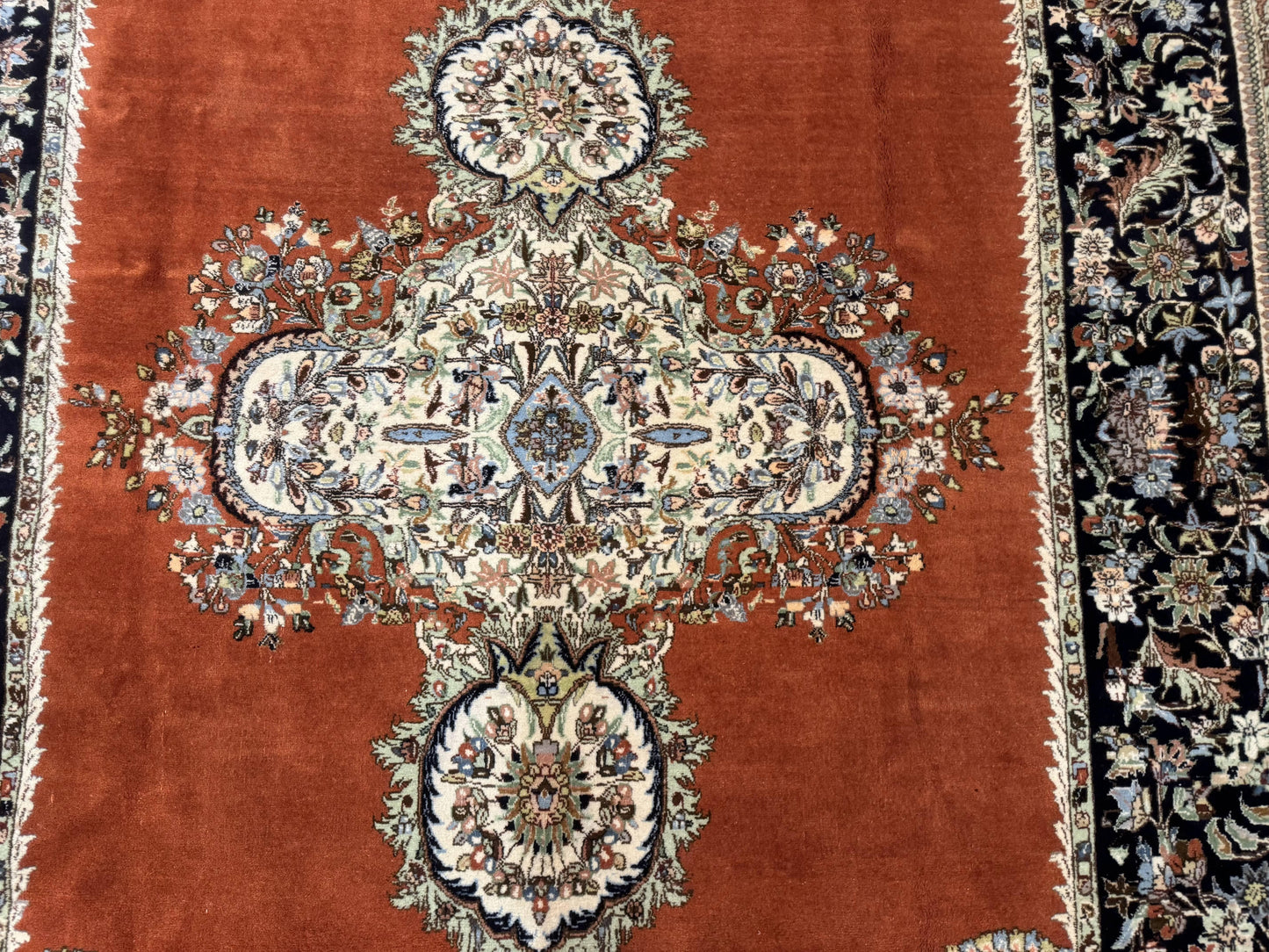 Persian Rug 11x13 Vintage Tabriz Tabatabai Semi Open Field Wool Pile