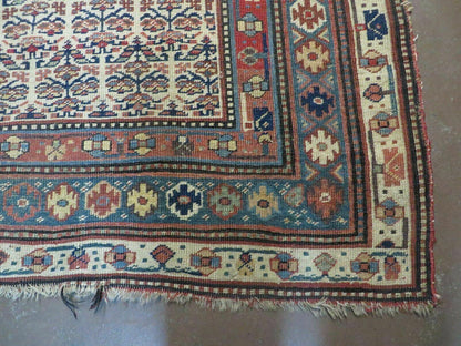 Antique Caucasian Kuba Wool Rug Runner Natural Vegetable Dye 53x107 Inches