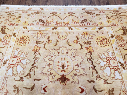 Vintage Turkish Oushak Rug Wool Hand Knotted Area Rug 6x9 Classic Decor