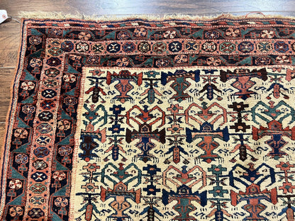 Persian Afshar Rug 5x6 Handmade Wool Tribal Carpet With Allover Repeated Motif