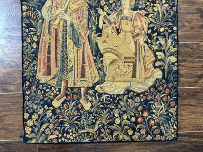 Belgian Tapestry 2x3 Vintage Flemish European Design Red Accents