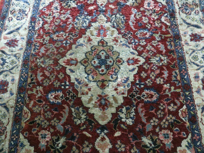 Handmade Chinese Silk Rug Floral Oriental 2 by 3 Feet Red Vintage 1980s