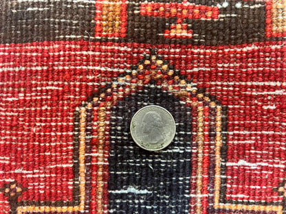 Persian Heriz Runner Rug Handmade Wool Medallion Geometric Red Antique Vintage Hand Knotted