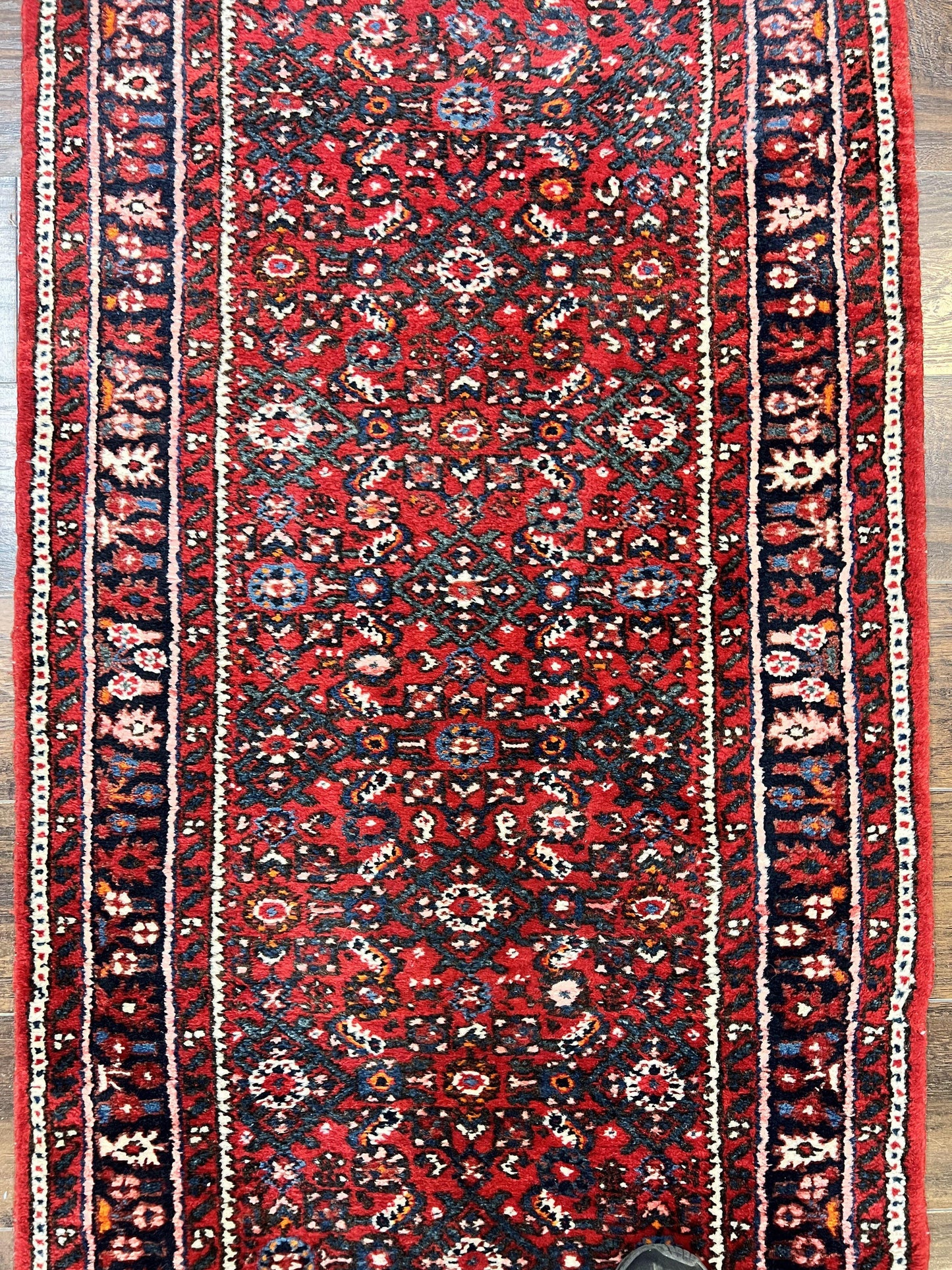 Persian Runner Rug 17ft Handmade Red Wool Hallway Carpet Antique Hamadan Dargazine