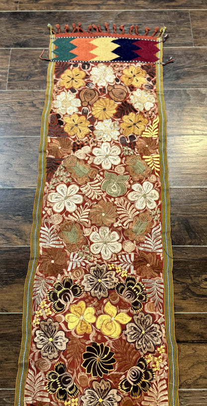 Vintage Table Runner 1.5 x 7.5 Wool Floral Loomed Decor for Home