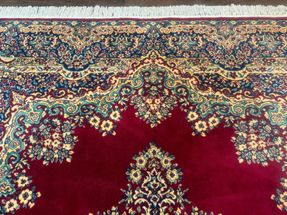 Power Loomed Persian Kirman Rug 9x12 Vintage Wool Pile Area Rug