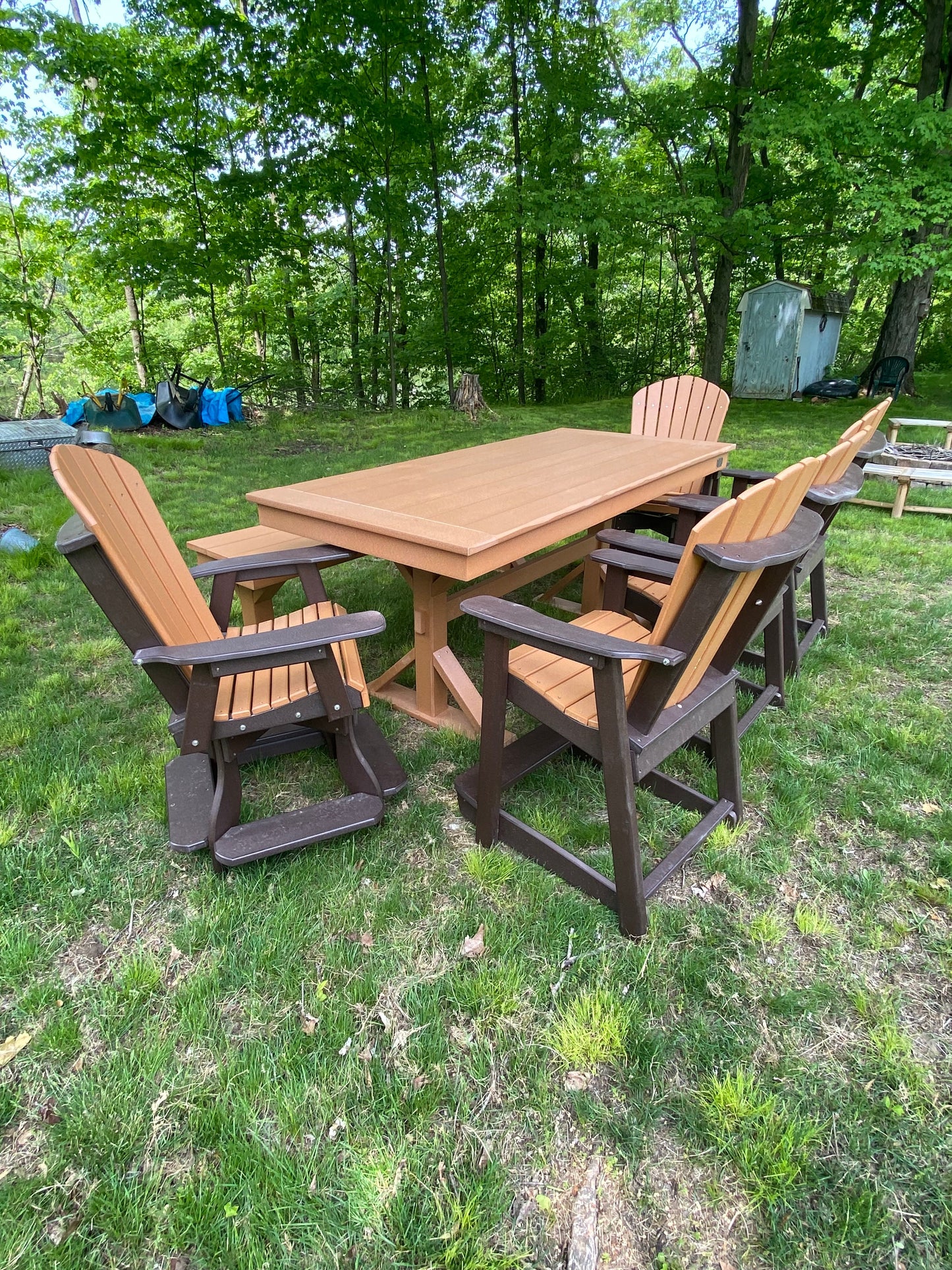 Swivel Fanback Glider Outdoor Dining Chair For 30 Inch Tables