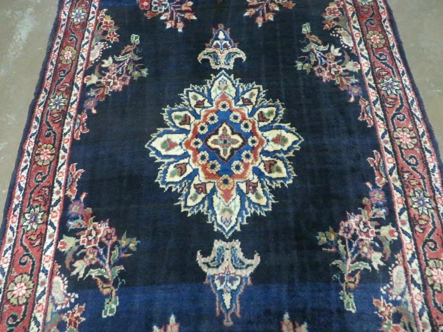 Persian Runner Rug 4x11 Navy Blue Antique Lilihan Hand Knotted Wool