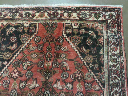 Persian Runner Rug Vintage Red Hand Made 3.8 x 10 Ft Allover Pattern
