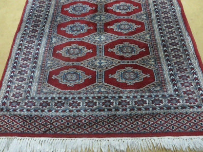 Vintage Turkoman Bokhara Wool Rug 4x6 Handmade Pakistan Fine Weave
