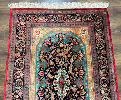 Persian Qum Silk Rug 3x5 Extremely Fine 780 KPSI Signed And Rare