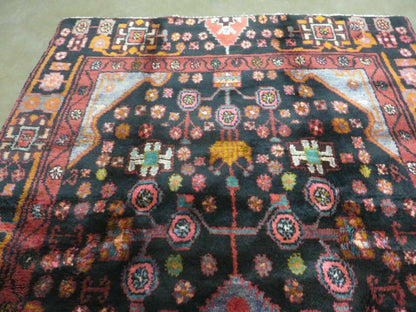 Antique Turkish Rug 4x10 Handmade Tribal Floral Wool Oriental Vintage Carpet