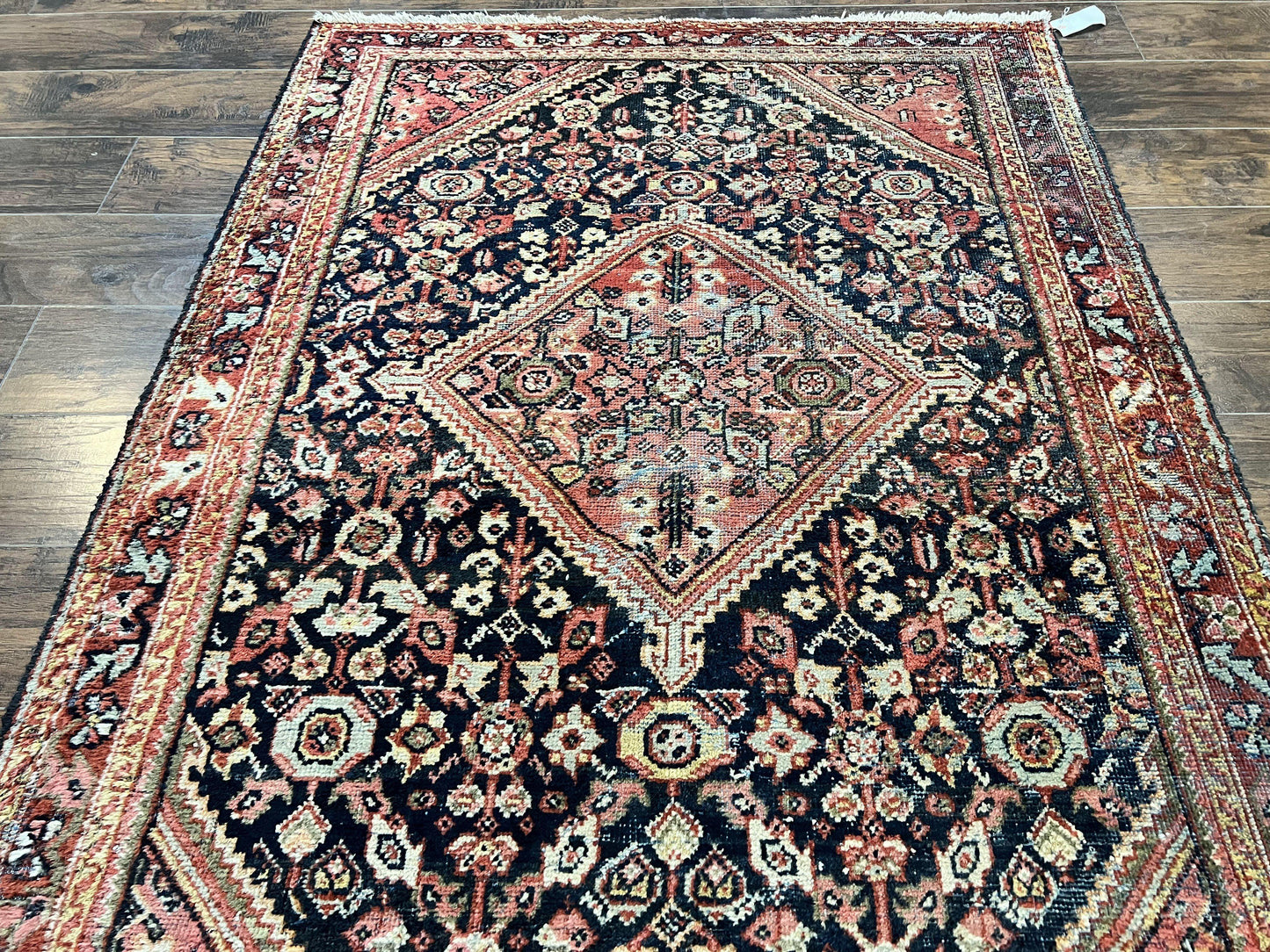 Persian Mahal Rug Antique Hand Knotted Wool Geometric Medallion 4x7