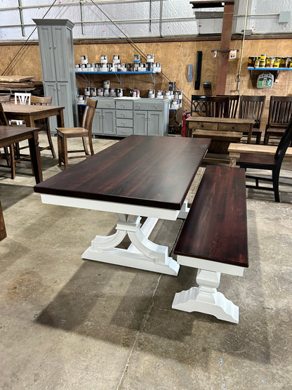 Queen Dining Table Farmhouse Solid Wood Custom Handmade With Finish Options