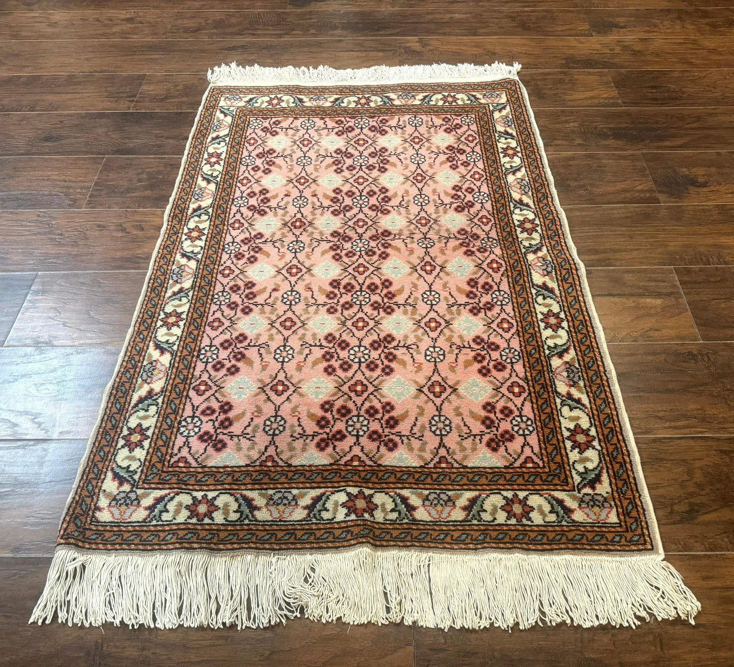 Turkish Sivas Rug 3x4 Pink Handmade Wool Vintage Kayseri Area Rug