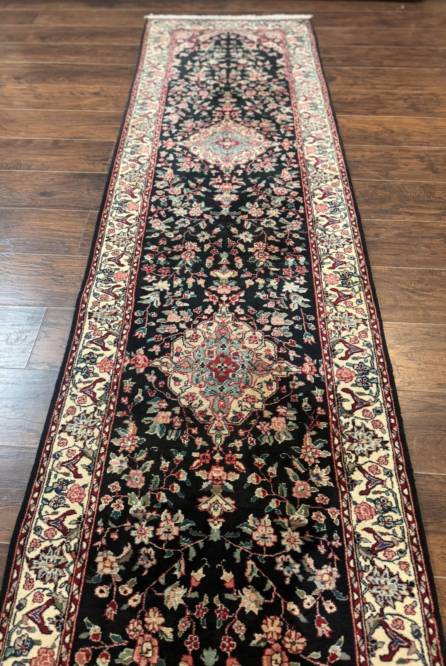 Long Pak Persian Runner Rug 2.6x16 Hand Knotted Wool Floral Vintage
