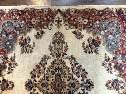 Persian Kerman Rug Square 5.5 by 5.5 Ft Beige Cream and Light Blue