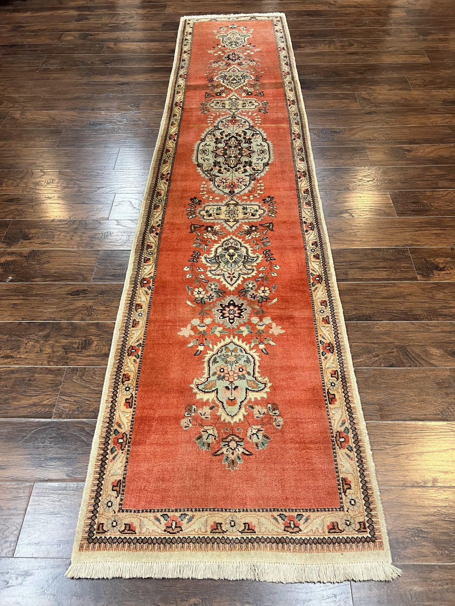 Persian Tabriz Runner Rug 3x12 Hand Knotted Wool Oriental Hallway Carpet