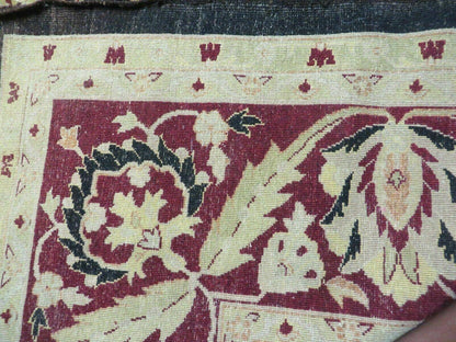 Vintage Indian Agra Hand Knotted Wool Rug 11x15 Floral Dark Brown