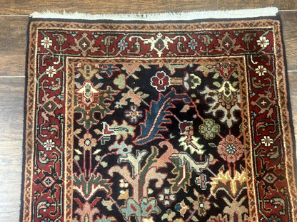 Indo Persian Runner Rug Wool 2.7 X 13 Navy Blue Red Floral Allover