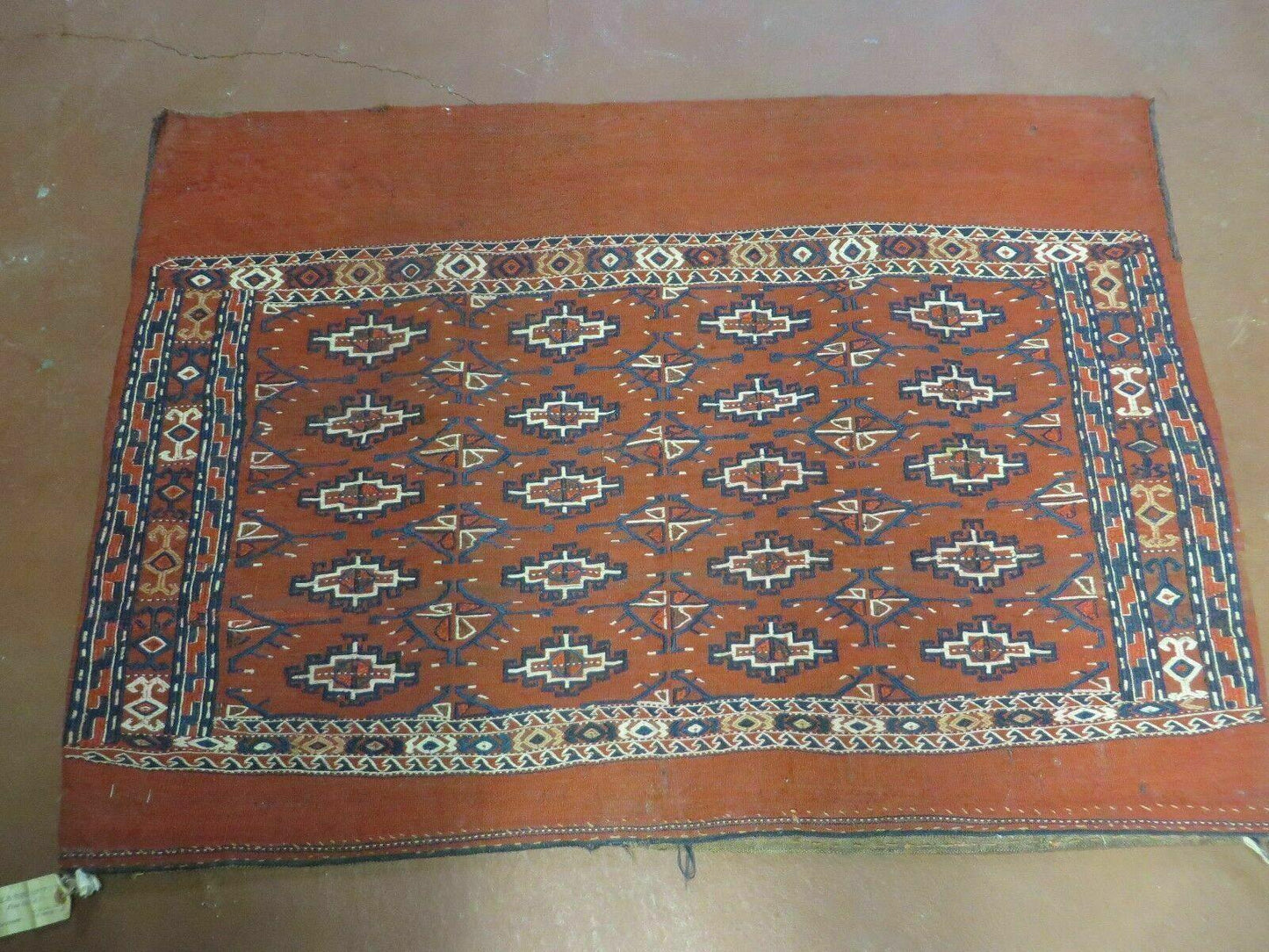 Antique Yamud Turkoman Handmade Rug Pillow Cover Diamond Flat Weave 32x44