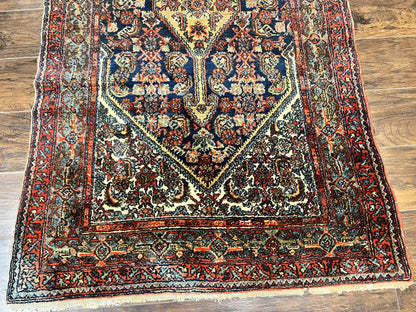 Persian Runner Rug Antique Hand Knotted Wool Geometric Medallions Hallway Decor