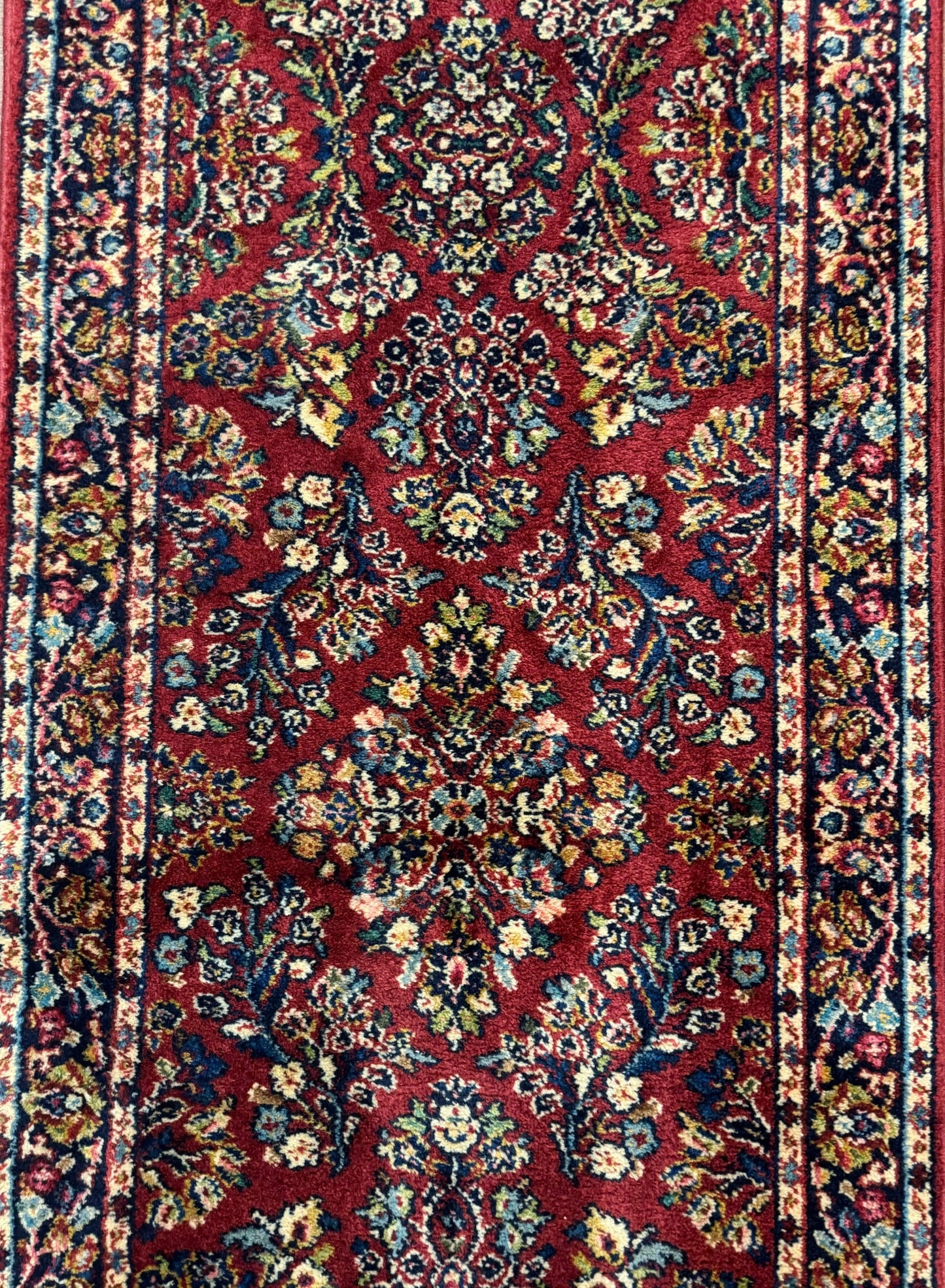 Karastan Red Sarouk Runner Rug 2.6x8.6 Wool Vintage Original 700 Series Number 785