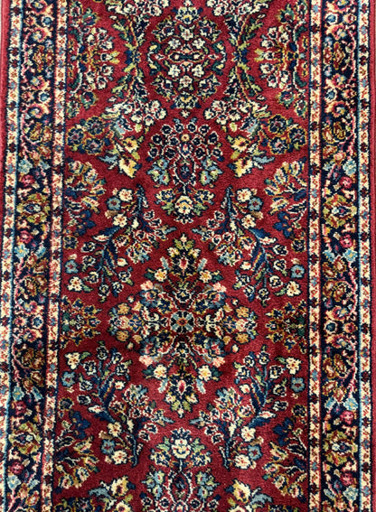 Karastan Red Sarouk Runner Rug 2.6x8.6 Wool Vintage Original 700 Series Number 785