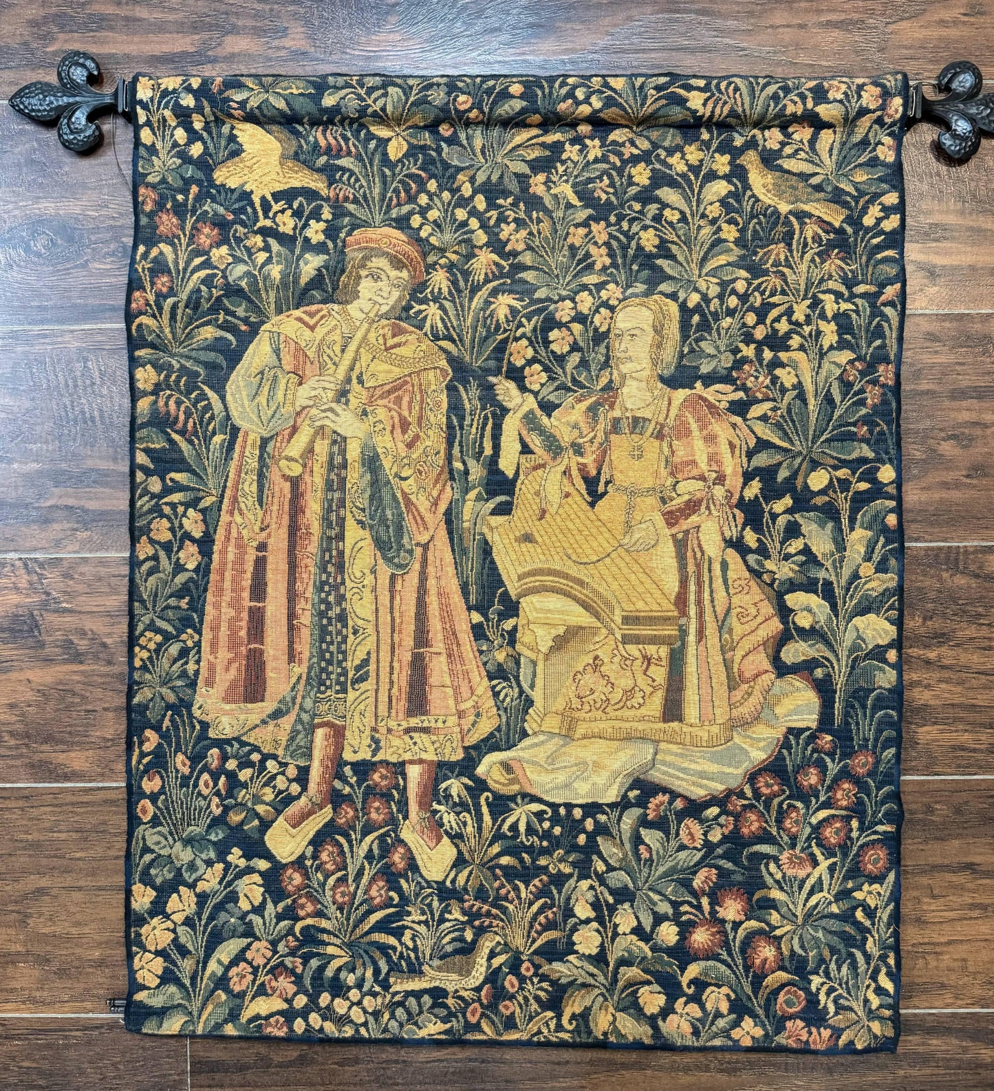 Belgian Tapestry 2x3 Vintage Flemish European Design Red Accents