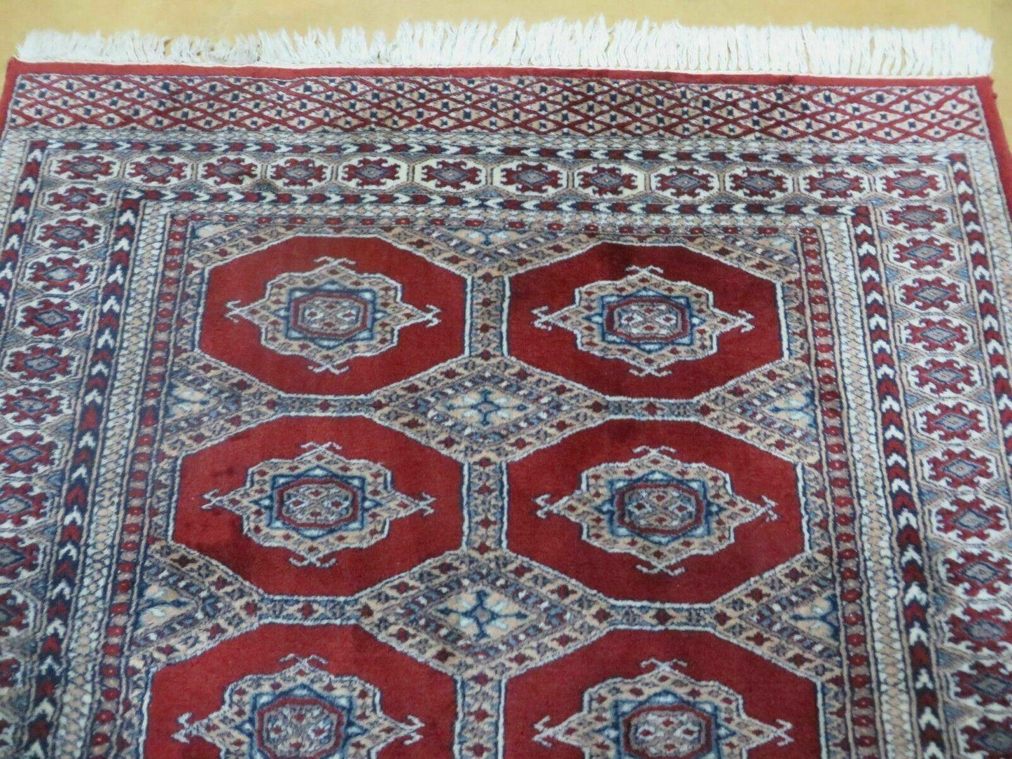 Vintage Turkoman Bokhara Wool Rug 4x6 Handmade Pakistan Fine Weave