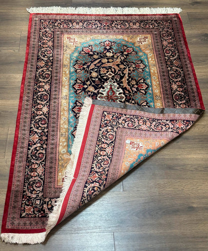 Persian Qum Silk Rug 3x5 Extremely Fine 780 KPSI Signed And Rare