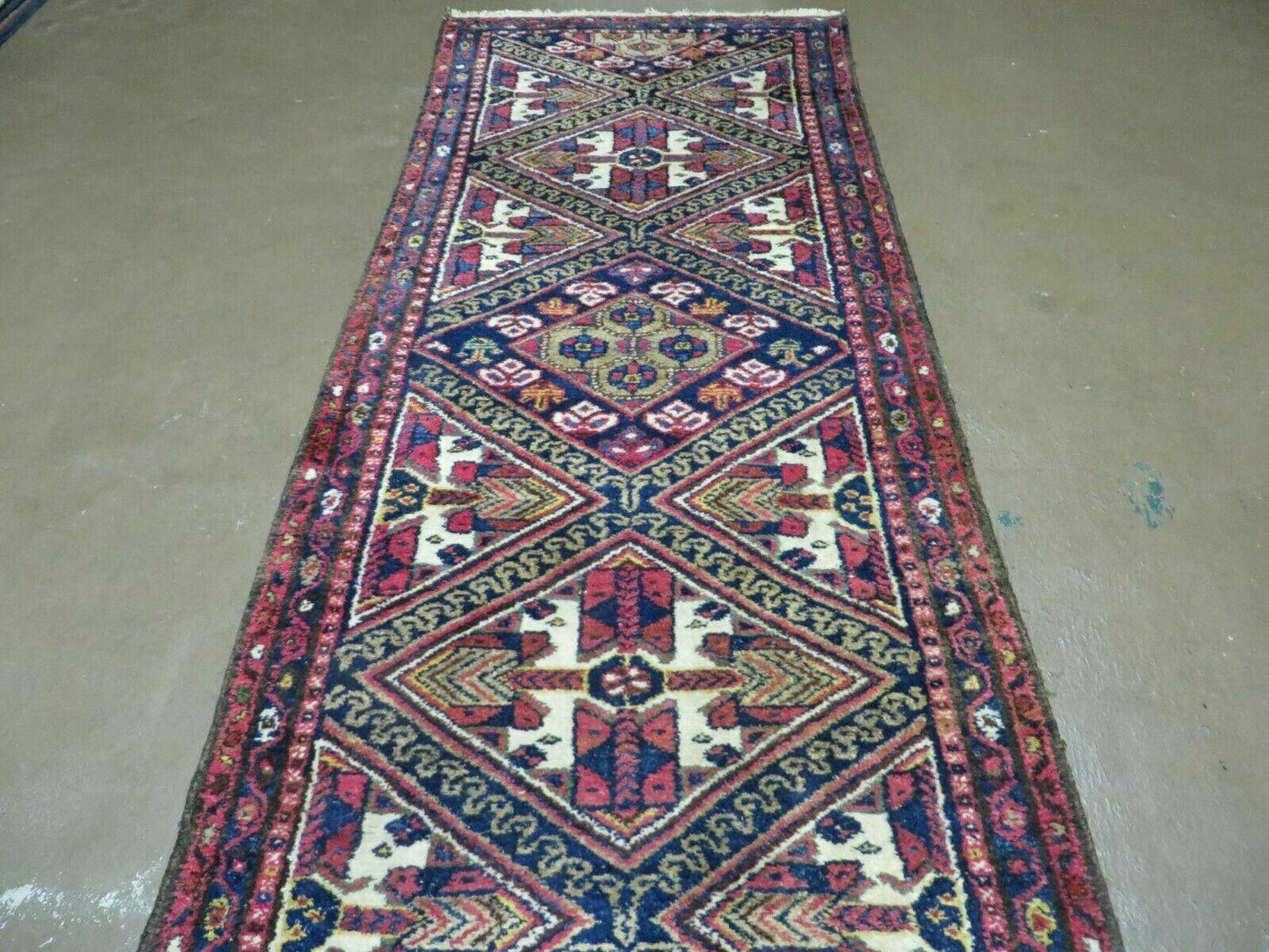 Turkish Anatolian Wool Runner Rug Antique Handmade Allover Pattern 30 By 113 Inches