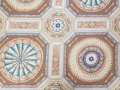 Needlepoint Wool Rug Handmade 8x14 Flatweave Panel Design For Dining Room