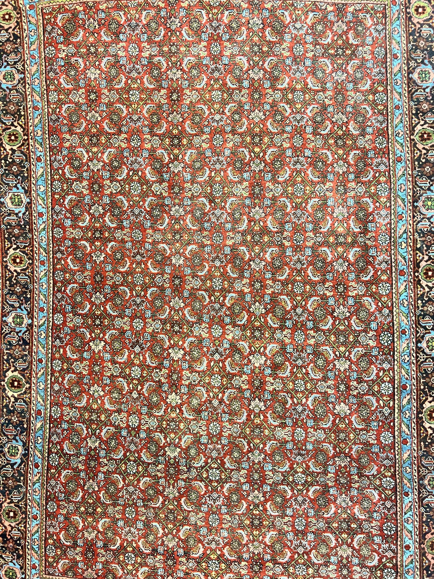 Antique Persian Bidjar Rug 5x7 Hand Knotted Wool Carpet With Herati Pattern
