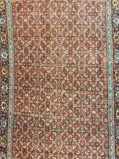 Antique Persian Bidjar Rug 5x7 Hand Knotted Wool Carpet With Herati Pattern