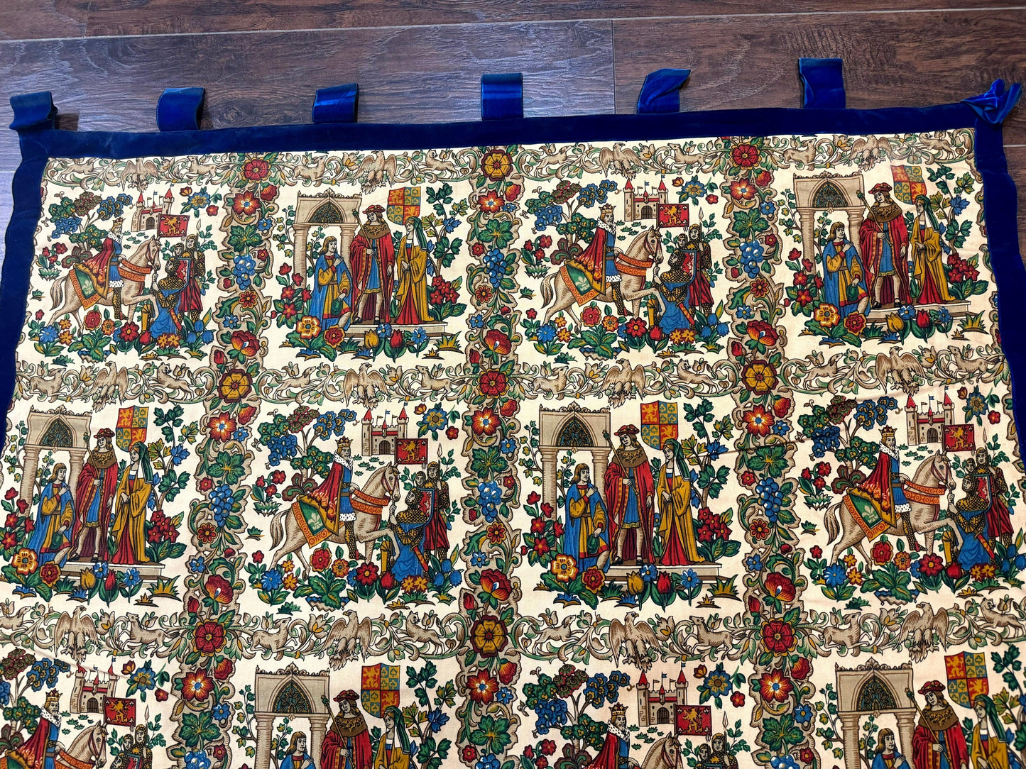 Medieval Tapestry Vintage European Cotton Wall Hanging 4x4 Hand Printed