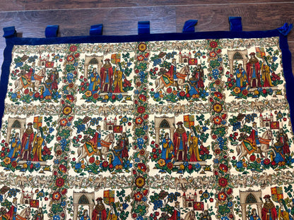 Medieval Tapestry Vintage European Cotton Wall Hanging 4x4 Hand Printed