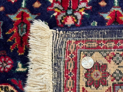 Large Persian Tabriz Rug 10x16 Navy Blue And Red Allover Pattern Hand Knotted Wool Carpet