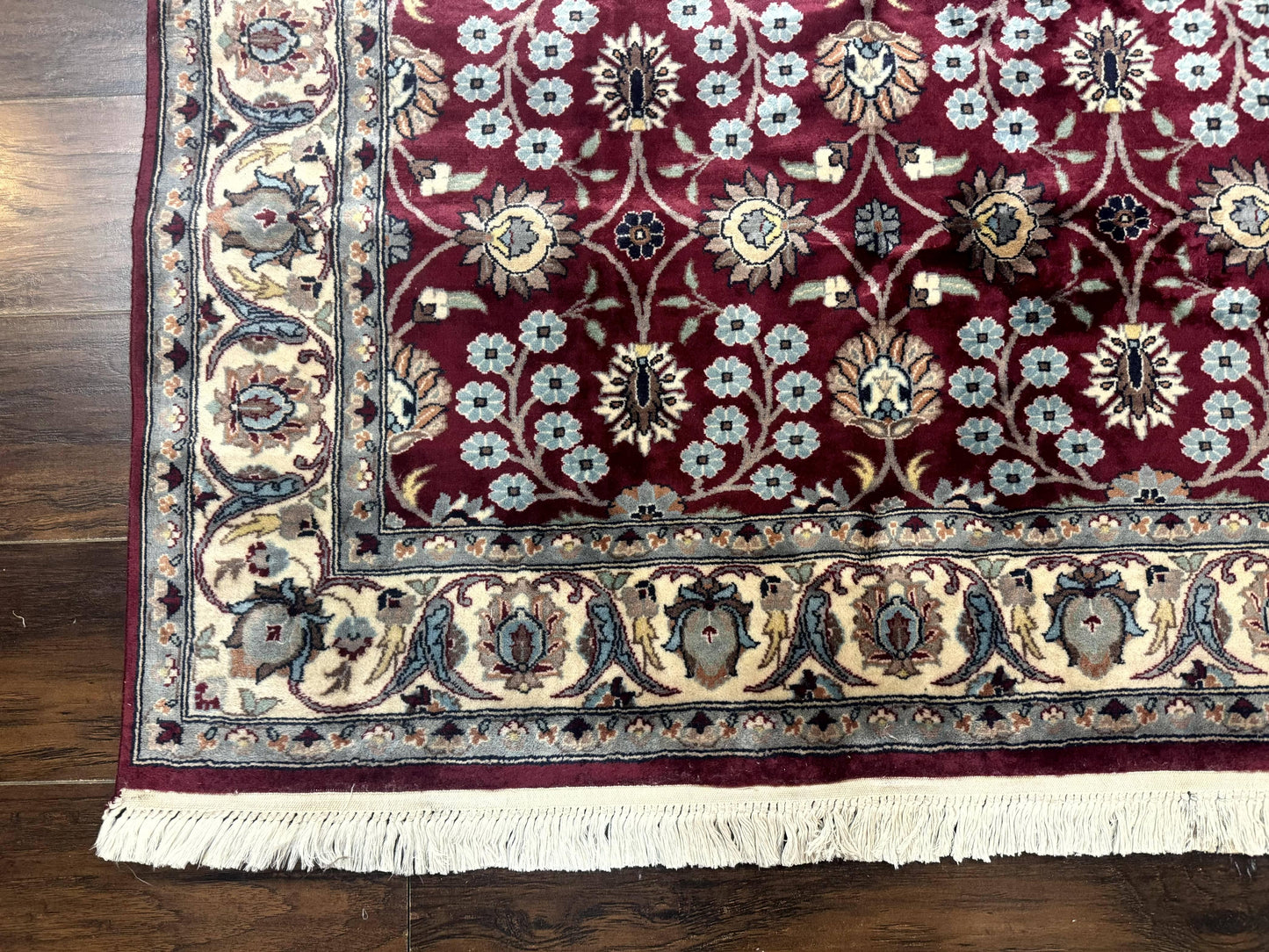 Persian Wool Rug 4x6 Floral Allover Vintage Plum And Ivory Handmade