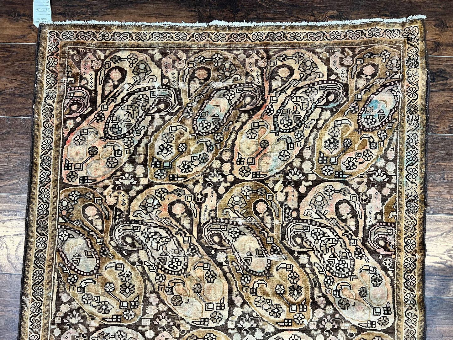 Antique Persian Malayer Runner Rug 3x16 Hand Knotted Wool Paisley Boteh Design