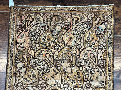 Antique Persian Malayer Runner Rug 3x16 Hand Knotted Wool Paisley Boteh Design