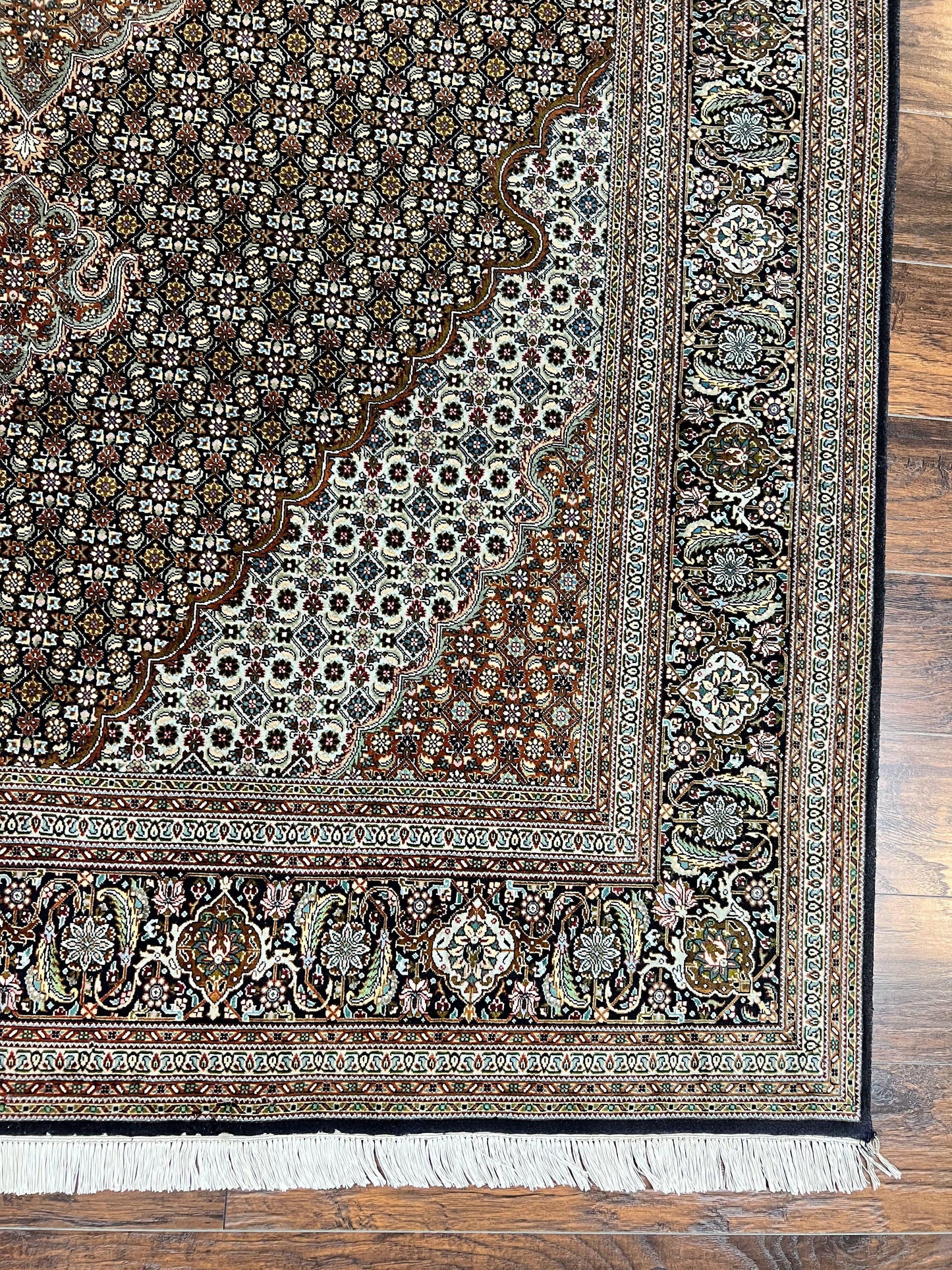Persian Tabriz Rug 7x10 Handmade Wool Herati Mahi Pattern Vintage
