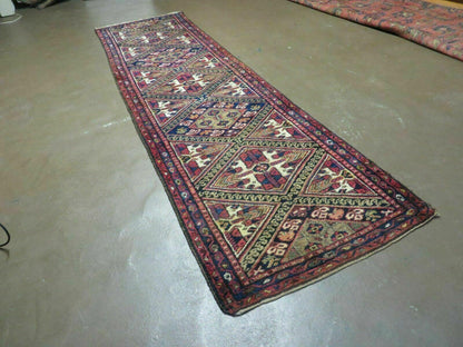 Turkish Anatolian Wool Runner Rug Antique Handmade Allover Pattern 30 By 113 Inches